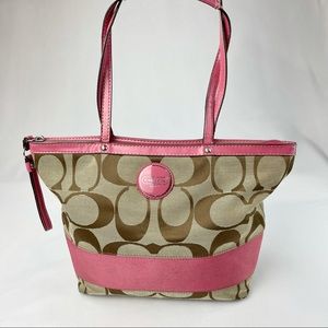 Coach Canvas Signature Stripe Tote #17433